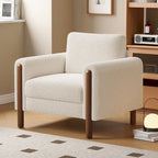 White 33.5 Upholstered Accent Chair with Walnut Legs