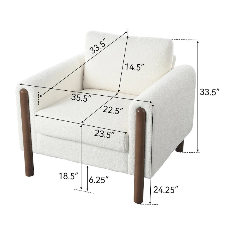 Upholstered Accent Chair Teddy Velvet with Walnut Legs