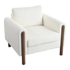 Poltrona decorativa imbottita in velluto Teddy con gambe in noce
