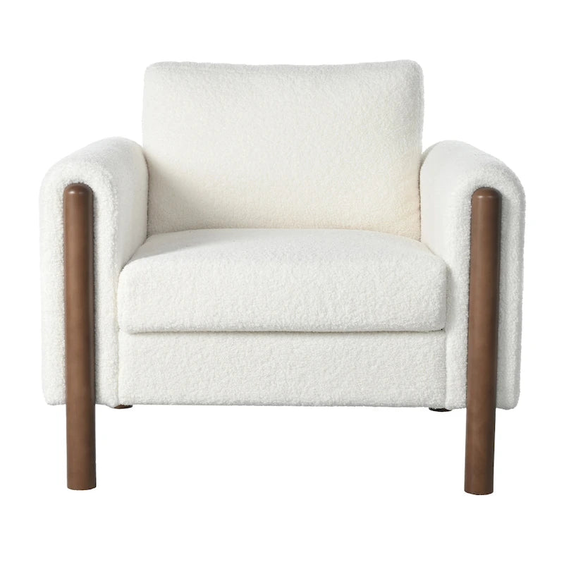 Upholstered Accent Chair Teddy Velvet with Walnut Legs