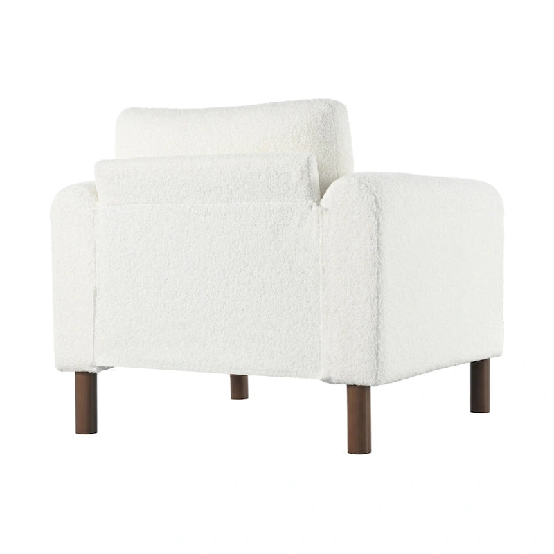 Upholstered Accent Chair Teddy Velvet with Walnut Legs