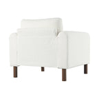 Poltrona decorativa imbottita in velluto Teddy con gambe in noce