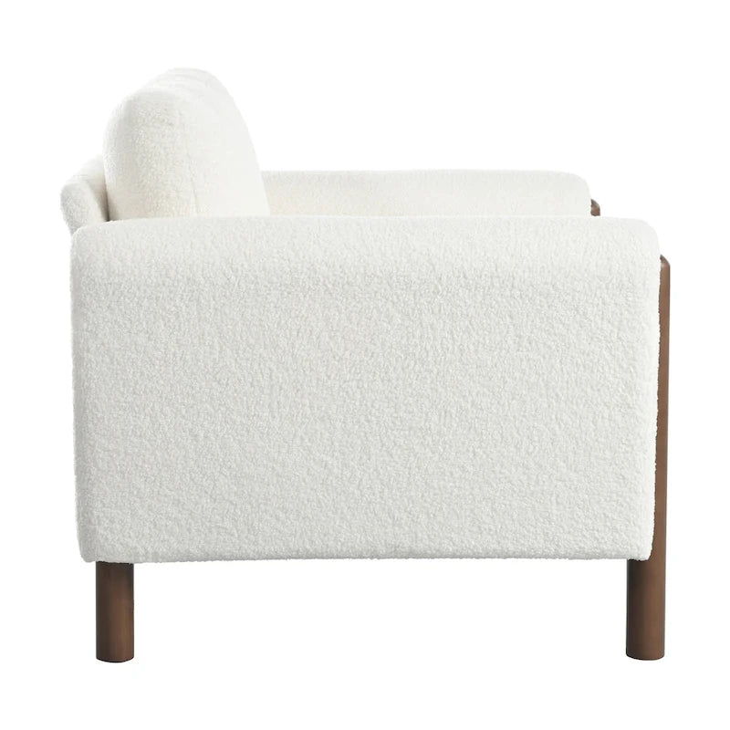Upholstered Accent Chair Teddy Velvet with Walnut Legs