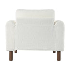 Poltrona decorativa imbottita in velluto Teddy con gambe in noce