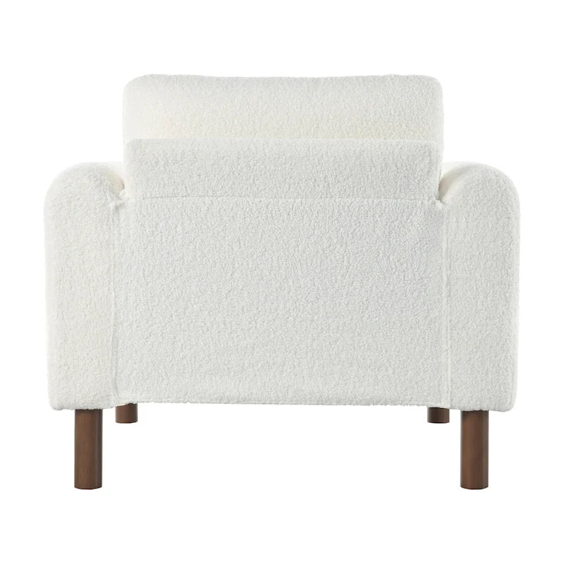 Upholstered Accent Chair Teddy Velvet with Walnut Legs