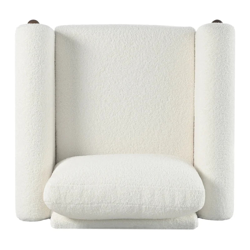 Upholstered Accent Chair Teddy Velvet with Walnut Legs
