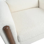 Poltrona decorativa imbottita in velluto Teddy con gambe in noce