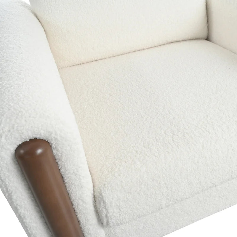 Upholstered Accent Chair Teddy Velvet with Walnut Legs