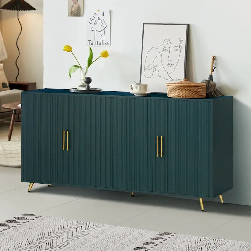 TV Stand with Antique Handles Storage and Adjustable Shelves