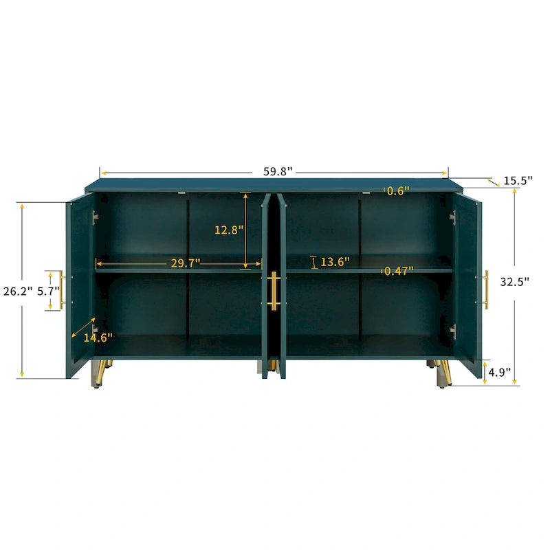 TV Stand with Antique Handles Storage and Adjustable Shelves