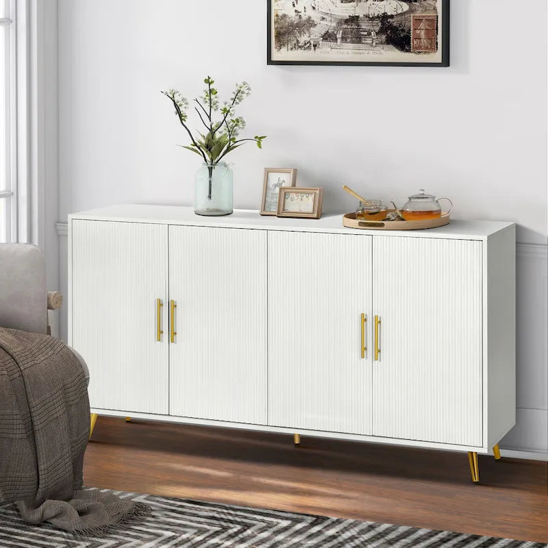 TV Stand with Antique Handles Storage and Adjustable Shelves