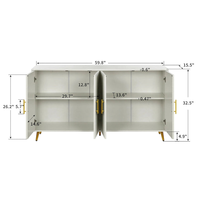 TV Stand with Antique Handles Storage and Adjustable Shelves