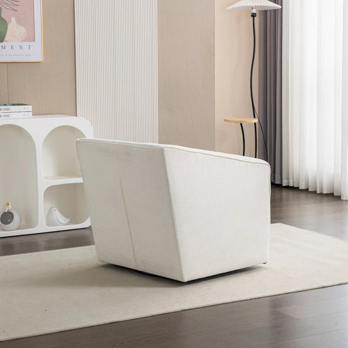 Chenille Barrel Arm Chair with 360 Swivel Metal Base
