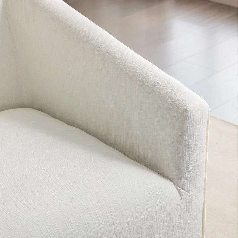 Chenille Barrel Arm Chair with 360 Swivel Metal Base