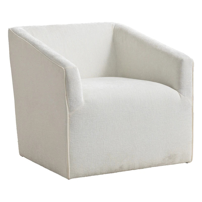 Chenille Barrel Arm Chair with 360 Swivel Metal Base