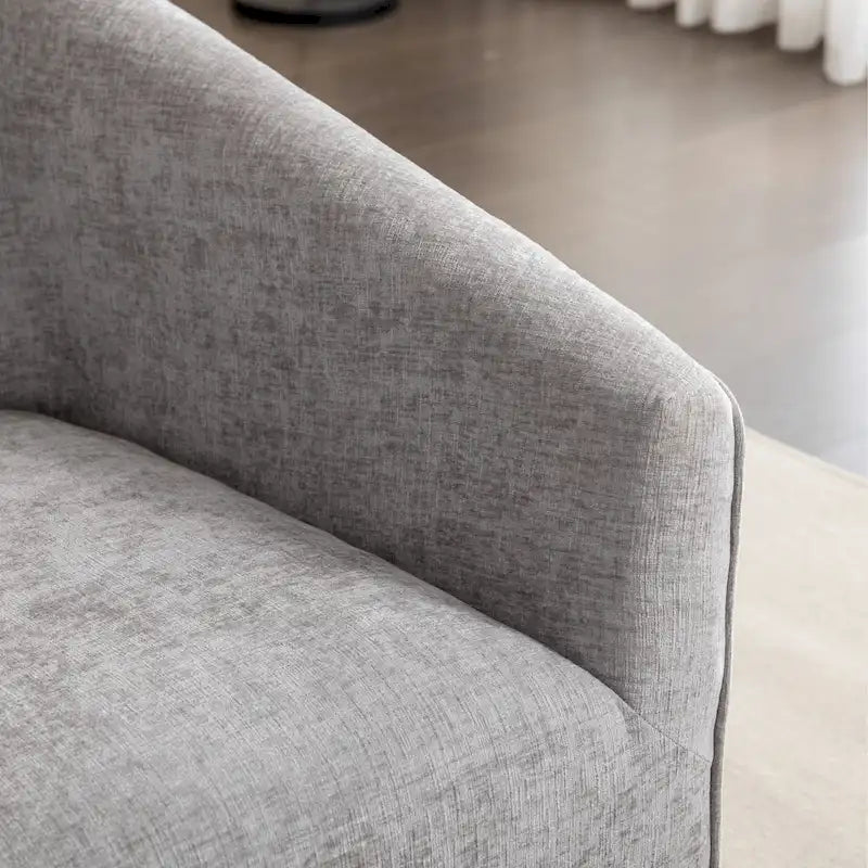 Chenille Barrel Arm Chair with 360 Swivel Metal Base