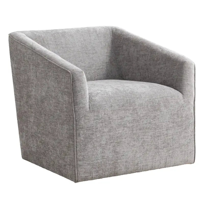 Chenille Barrel Arm Chair with 360 Swivel Metal Base