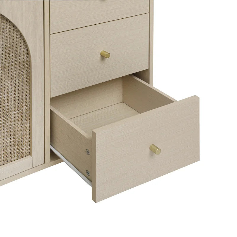 Two-Door Storage Cabinet with Three Drawers and Adjustable Shelves