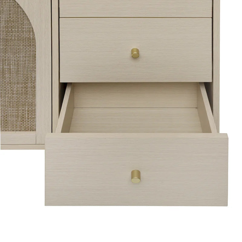 Two-Door Storage Cabinet with Three Drawers and Adjustable Shelves
