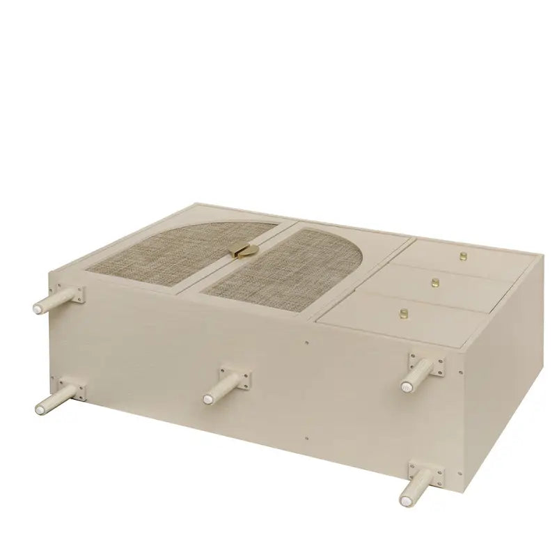 Two-Door Storage Cabinet with Three Drawers and Adjustable Shelves