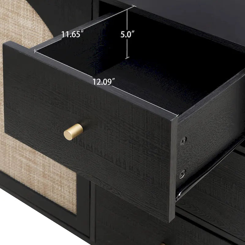 Two-Door Storage Cabinet with Three Drawers and Adjustable Shelves
