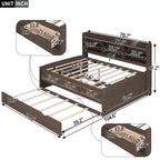 Captain-Bett in Full-Size aus Kiefernholz mit Regalen, Schubladen und Ausziehbett