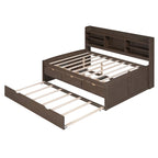 Captain-Bett in Full-Size aus Kiefernholz mit Regalen, Schubladen und Ausziehbett
