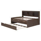 Captain-Bett in Full-Size aus Kiefernholz mit Regalen, Schubladen und Ausziehbett