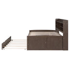 Captain-Bett in Full-Size aus Kiefernholz mit Regalen, Schubladen und Ausziehbett
