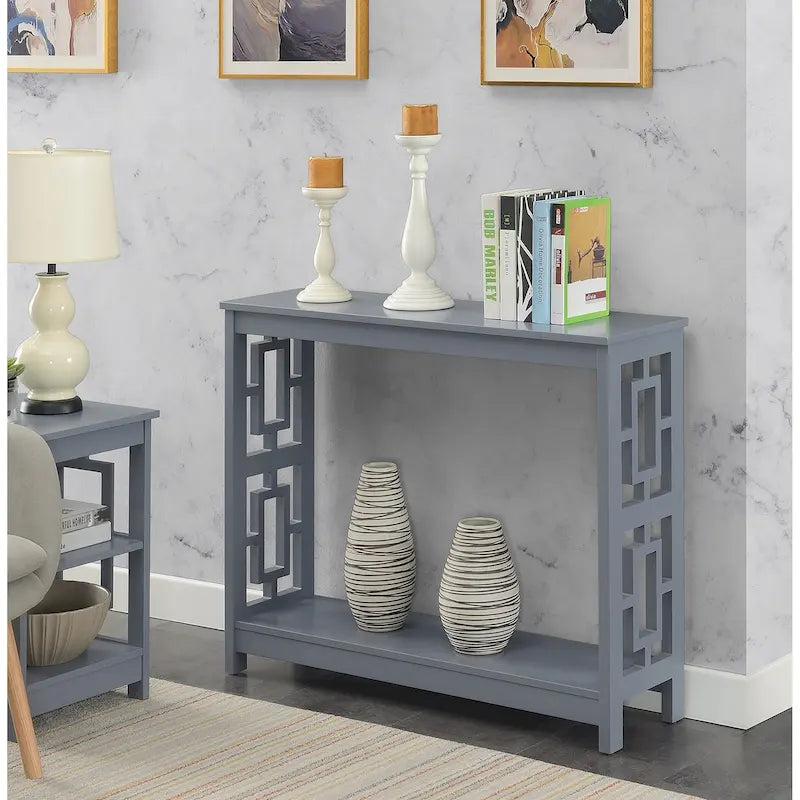 Console Table with Bottom Shelf Asian-Inspired Design