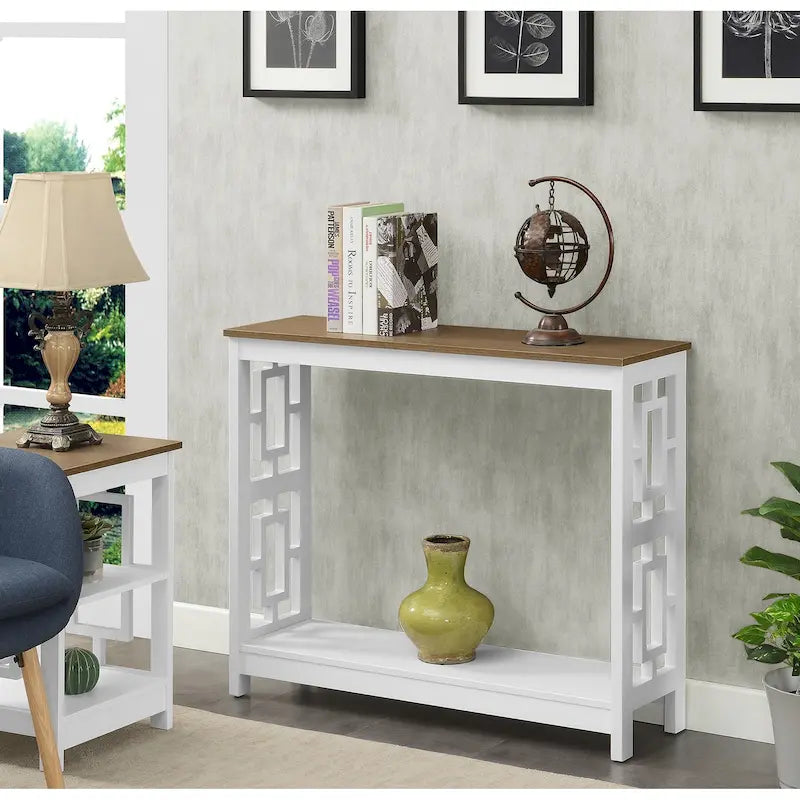 Console Table with Bottom Shelf Asian-Inspired Design