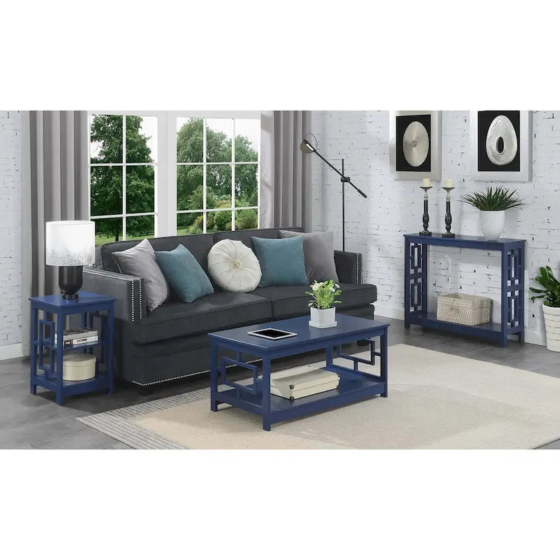 Console Table with Bottom Shelf Asian-Inspired Design