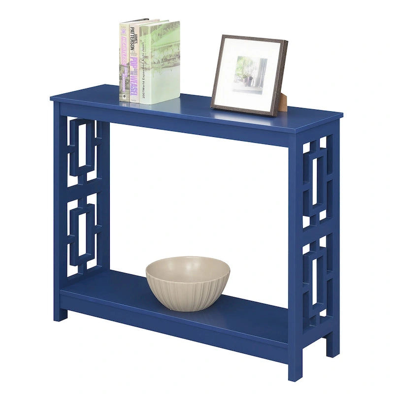 Console Table with Bottom Shelf Asian-Inspired Design