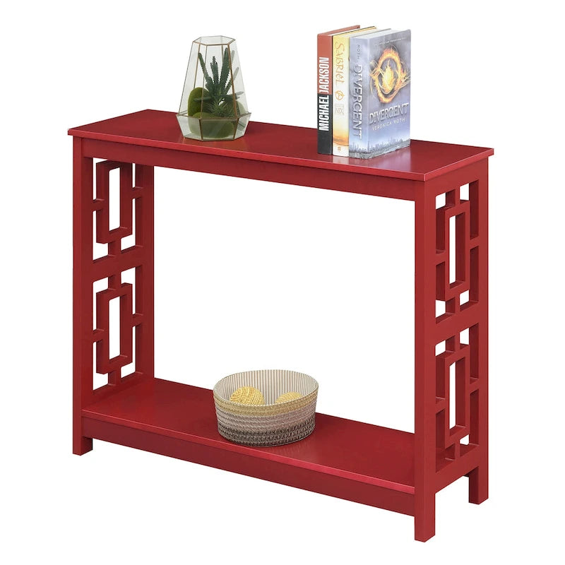 Console Table with Bottom Shelf Asian-Inspired Design