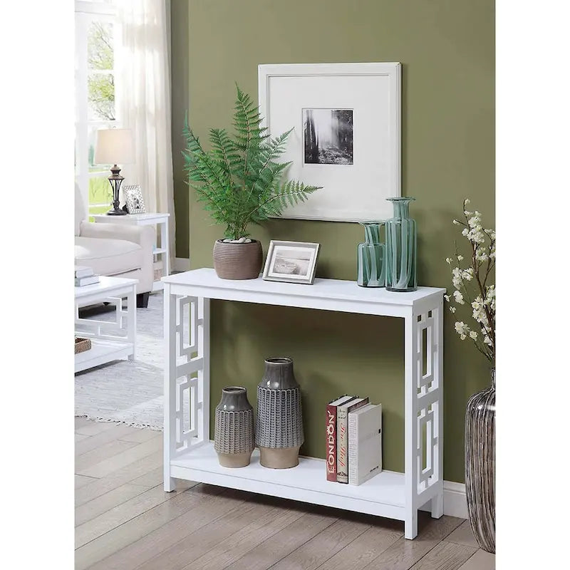 Console Table with Bottom Shelf Asian-Inspired Design