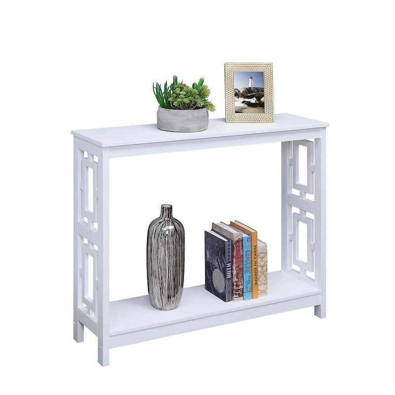 Console Table with Bottom Shelf Asian-Inspired Design