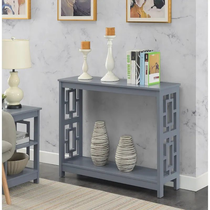Console Table with Bottom Shelf Asian-Inspired Design