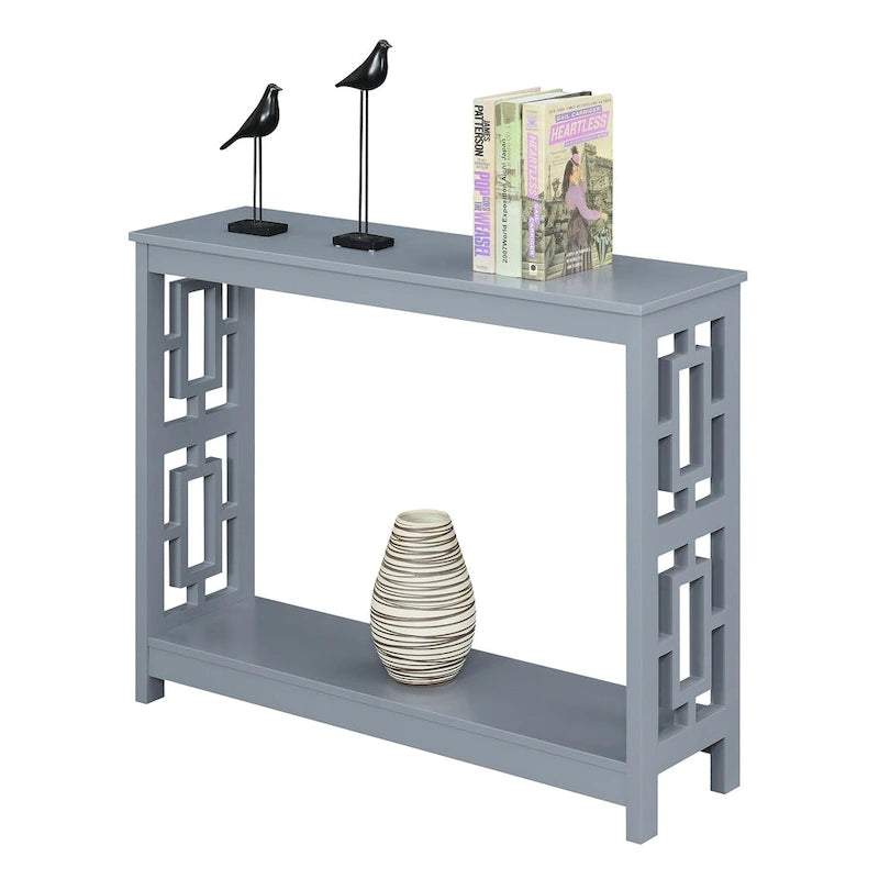 Console Table with Bottom Shelf Asian-Inspired Design