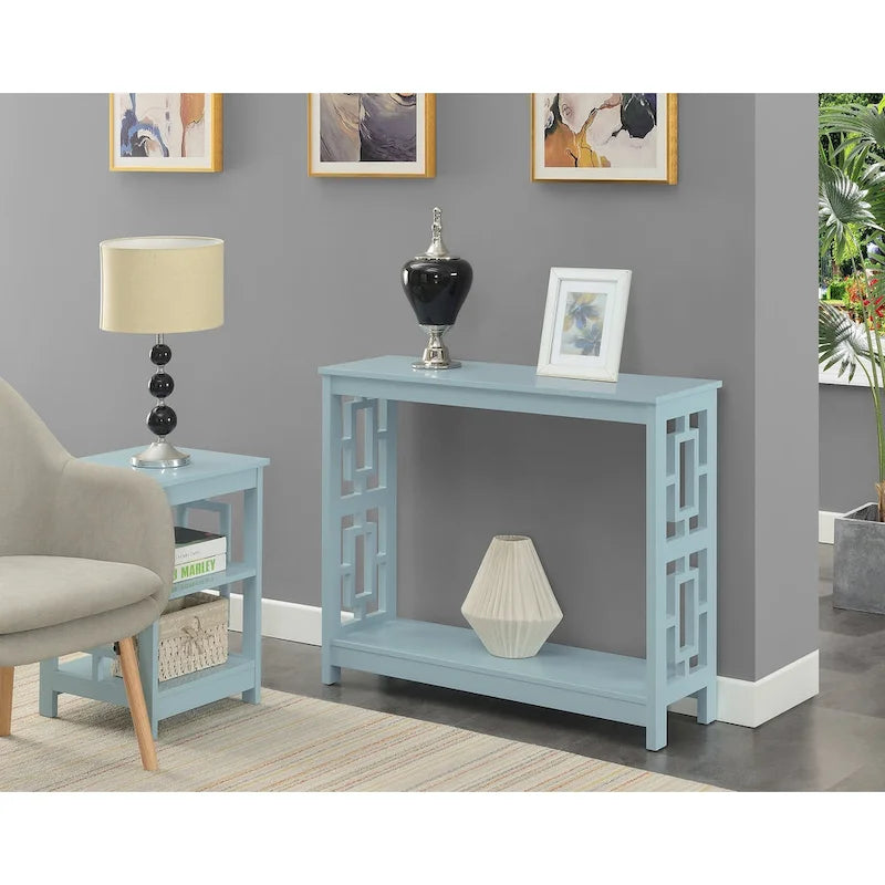 Console Table with Bottom Shelf Asian-Inspired Design