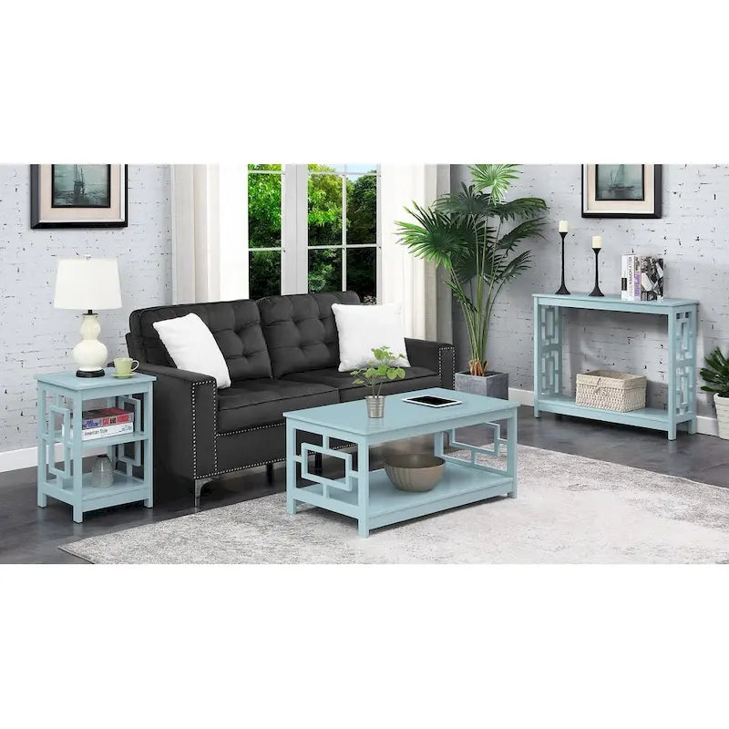 Console Table with Bottom Shelf Asian-Inspired Design