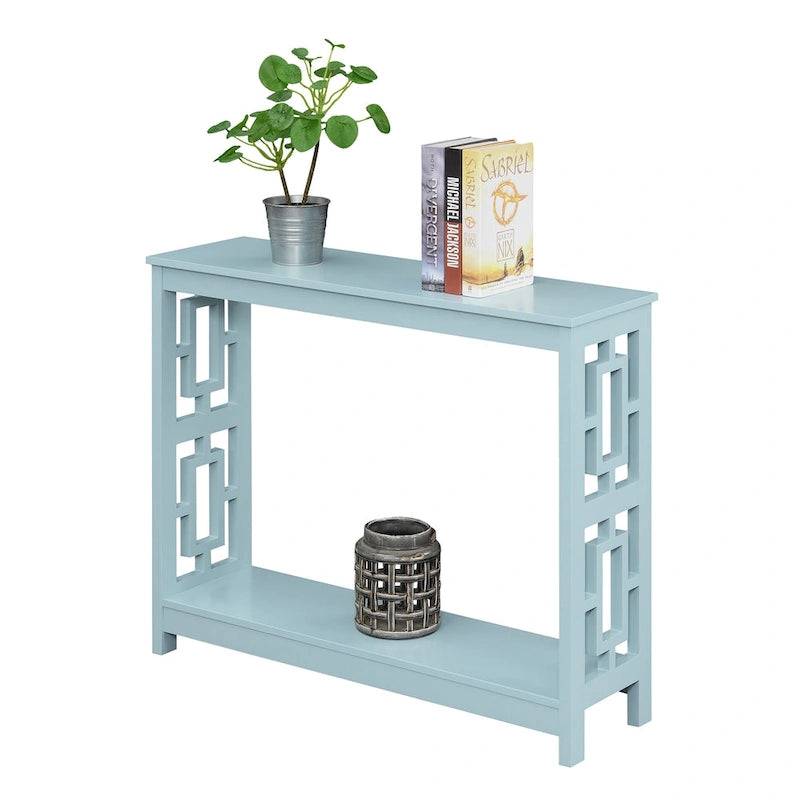 Console Table with Bottom Shelf Asian-Inspired Design