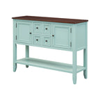 Retro consoletafel van massief acaciahout met laden en plank