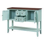 Retro consoletafel van massief acaciahout met laden en plank