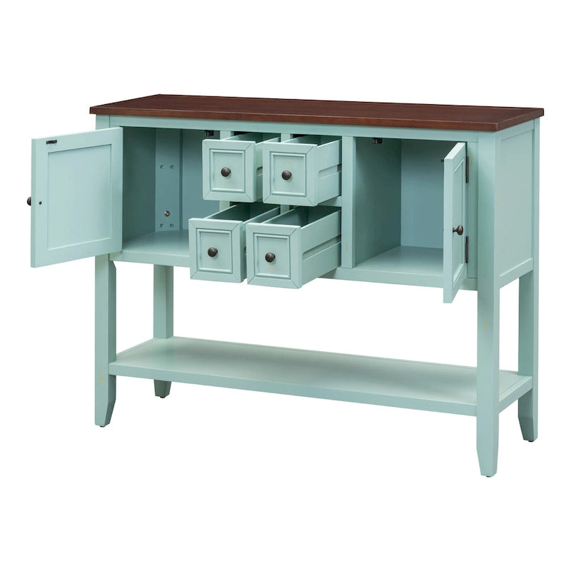 Retro Console Table Solid Acacia with Drawers and Shelf