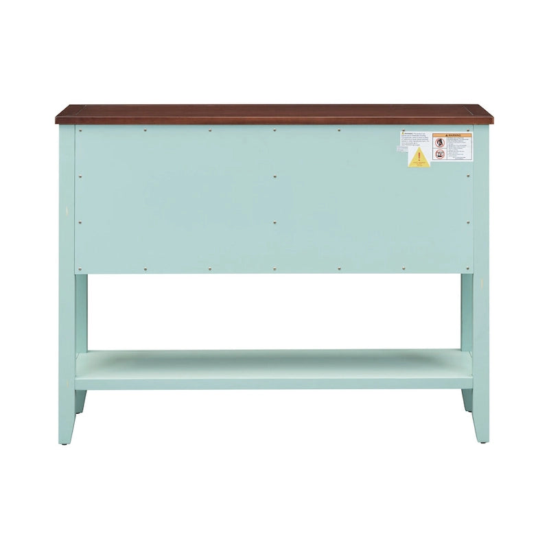 Retro Console Table Solid Acacia with Drawers and Shelf