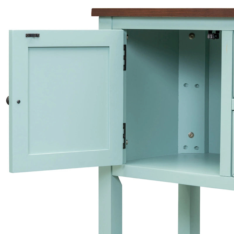 Retro Console Table Solid Acacia with Drawers and Shelf