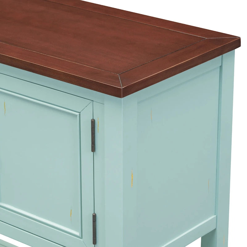 Retro Console Table Solid Acacia with Drawers and Shelf