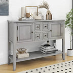 Retro consoletafel van massief acaciahout met laden en plank