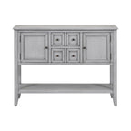 Retro consoletafel van massief acaciahout met laden en plank