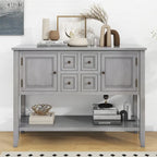 Retro consoletafel van massief acaciahout met laden en plank